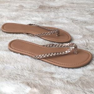 Rose Gold Braided Flip Flops